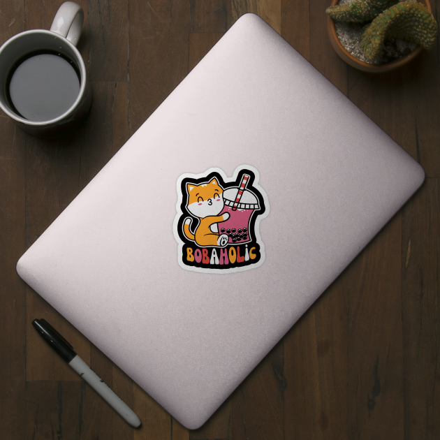 Bobaholic Boba Milk Tea Cat by The WYLD Tribe